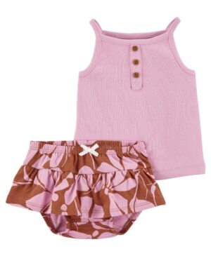 Conjunto polera lila y skort para bebe niña marca Carter's 100% Original en Chile