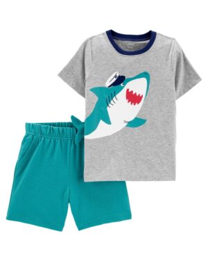 Conjunto polera tiburón y short para bebe niño marca Carter's 100% Original en Chile