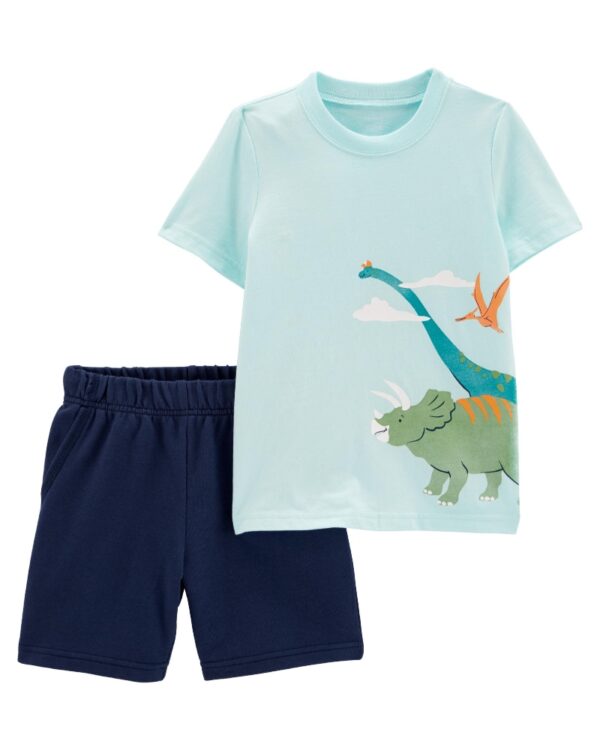 Conjunto polera dinosaurios y short para bebe niño marca Carter's 100% Original en Chile