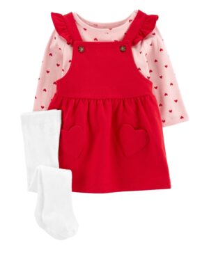 Conjunto jumper, camiseta rosa y pantis para bebe niña marca Carter's 100% original en Chile