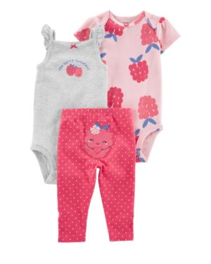 Conjunto 2 bodies berries y pantalón para bebe Marca Carter's 100% Original en Chile