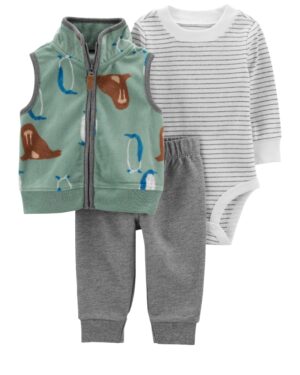 Conjunto vest body y pantalón gris para bebe niño marca Carter's 100% original en Chile