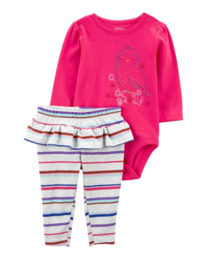 Conjunto body manga larga y pantalón arcoirirs de algodón para bebe niña marca Carter's 100% original en Chile